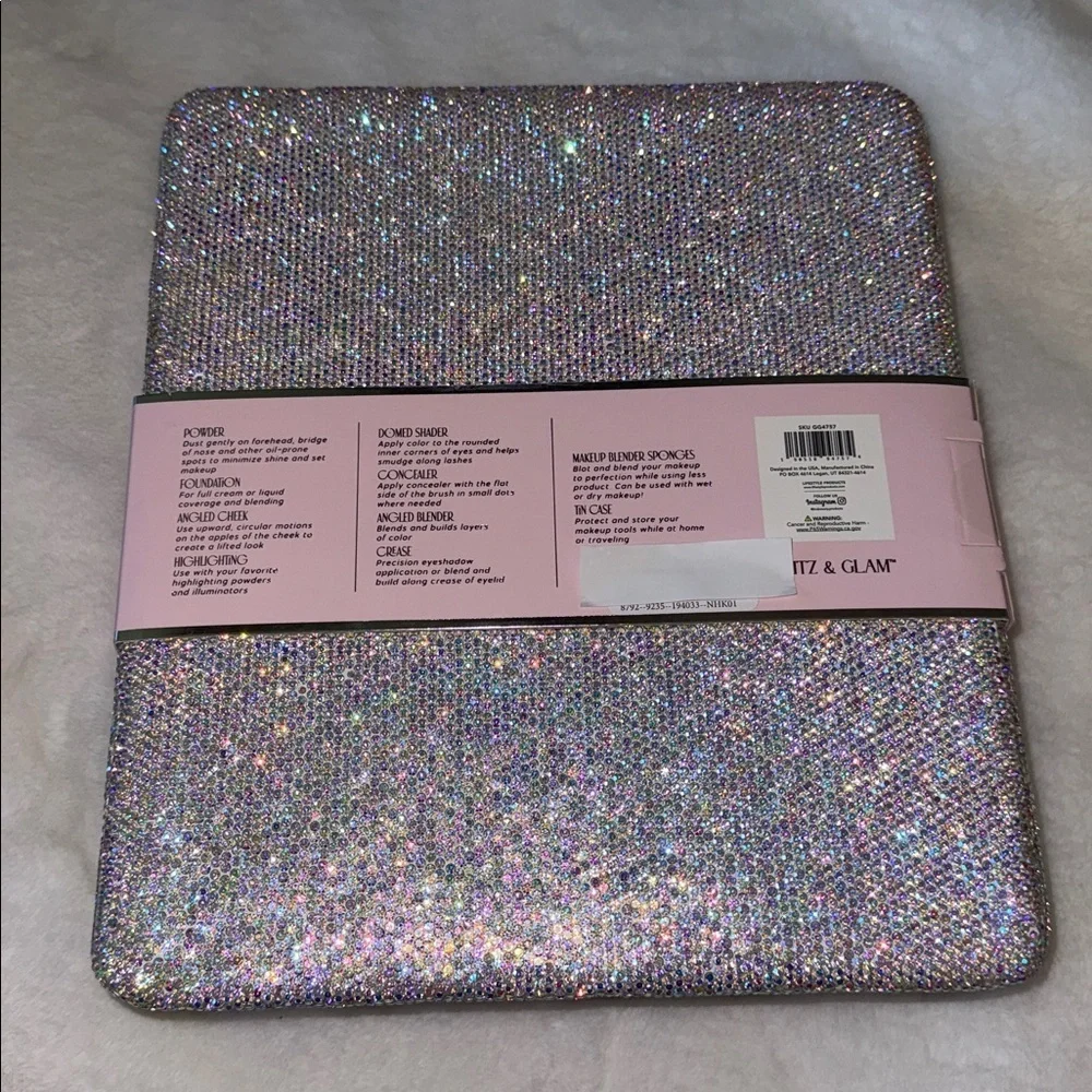 Glitz and glam Full Face Makeup Brush Set - Silver crystal
